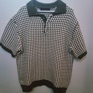 Louis Vuitton Knitted 100% Cotton Olive/Tan/White Heavy & Thick Polo T-Shirt XL